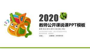 Cartoon cute teacher open class talking lesson ppt template