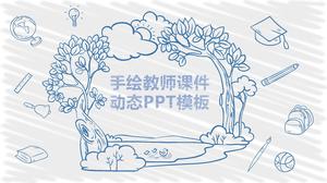 Professeur de vent dessiné à la main de dessin animé parlant modèle de didacticiel ppt de leçon