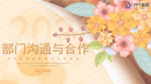 Templat ppt komunikasi dan kerjasama departemen bisnis angin musim panas yang segar oranye