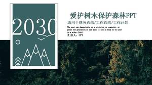 Modèle ppt de forêt d'arbres d'amour et de plantes vertes