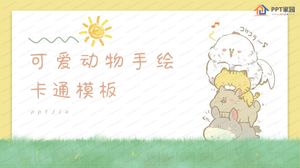 Culoare strălucitoare animal drăguț desenat manual educație desen animat șablon ppt