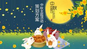 Handgezeichnete Cartoon-Mitte-Herbst-Festival-Jade-Kaninchen ppt-Vorlage