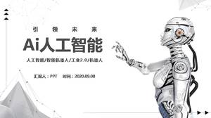 Plantilla ppt de robot inteligente de partículas de línea de puntos