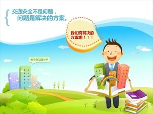 Kreskówka szablon edukacji bezpieczeństwa w szkole PPT