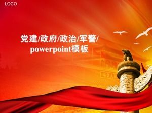 Huabiao czerwona wstążka biała gołębica czerwona atmosfera party klasa szablon PPT