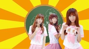 Crie um lindo aluno com um quadro-negro segurando um modelo de PPT de cartão de bênção do dia do professor