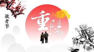 Respeto de Acción de Gracias por la plantilla ppt del Festival del Doble Noveno Anciano