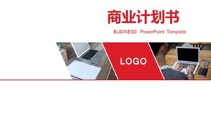 Modèle PPT de plan d'affaires de fond concis rouge et blanc