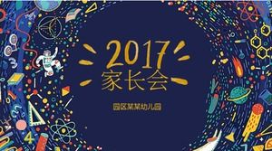 เทมเพลต ppt การประชุมผู้ปกครองการ์ตูนสีน้ำเงินเข้มที่สร้างสรรค์ที่สวยงาม