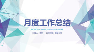 Modèle ppt de résumé de travail mensuel de style géométrique de triangle de ligne de points