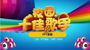 Color exquisite creative campus top ten singers ppt template