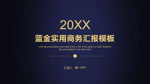 Descărcare gratuită a șablonului PPT de afaceri generale de culoare albastru auriu