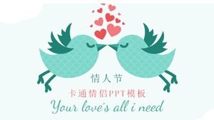 Świeże i eleganckie kreskówki para szablon ppt walentynki