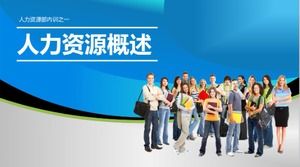 Niebieski minimalistyczny przegląd zasobów ludzkich szablon ppt