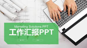 Mimari çizimlerin arka planında emlak sektörü iş özeti PPT şablonu