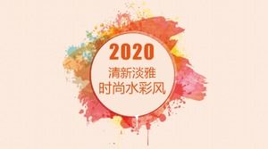 Plantilla ppt de resumen de trabajo de estilo acuarela de moda fresca y elegante