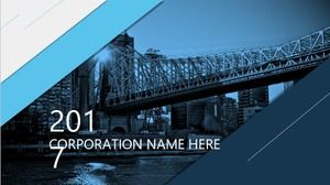 Modello PPT di rapporto di lavoro fresco inglese di moda squisita blu