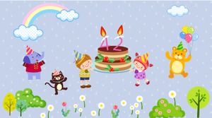 Modèle ppt dynamique de joyeux anniversaire de dessin animé mignon