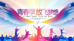 Modello ppt del comitato della lega giovanile dinamico semplice blu