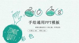 Template ppt laporan kerja bisnis sederhana yang dilukis dengan tangan hijau