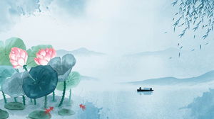 Image d'arrière-plan PPT de lotus d'encre élégante