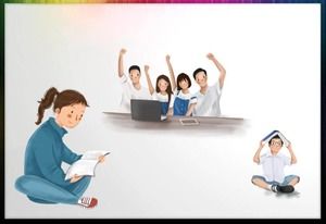 Cartoon teacher and student PPT illustration material six