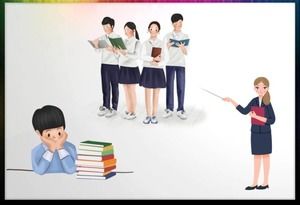 Cartoon-Lehrer und Schüler PPT-Illustrationsmaterial vier