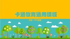 Templat PPT ringkasan umum pendidikan kartun anak-anak kuning