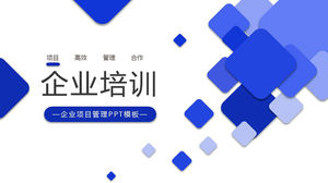 Modelo de PPT de treinamento corporativo de fundo azul simples retângulo arredondado