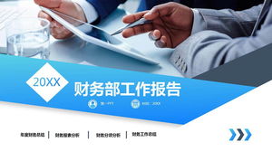 PPT-Vorlage für den Finanzarbeitsbericht im blauen Geschäftsstil kostenloser Download