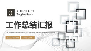 Modelo de PPT de relatório de resumo de trabalho em fundo xadrez preto e branco download grátis