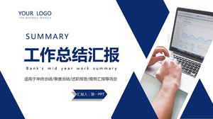 Modelo PPT de relatório de resumo de trabalho semestral estável azul