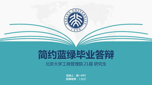 Template PPT pertahanan tesis kelulusan warna biru dan hijau sederhana