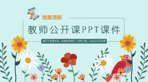 Modèle PPT de classe ouverte de professeur de fleurs fraîches et élégantes et belles