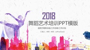 Küçük taze moda yaratıcı suluboya dans eğitimi ppt şablonu