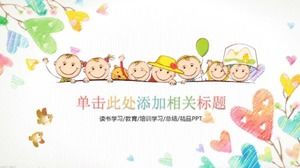 Template ppt kelas terbuka guru yang dilukis dengan tangan yang indah kartun