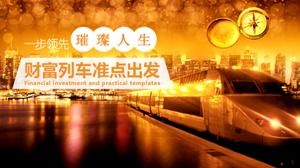 Modèle PPT de conférence sur l'investissement financier à atmosphère simple dorée