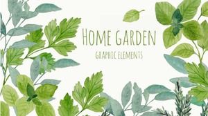 Zielone liście świeży dynamiczny akwarelowy orzeźwiający szablon PPT