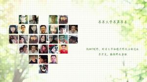 緑とエレガントな新鮮な大学生活の卒業回想録pptテンプレート