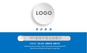 Mavi düz yıllık özet ppt şablonu