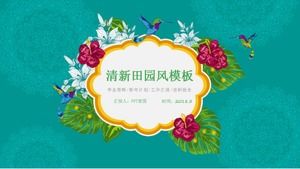 Template ppt gaya pastoral kecil segar dan elegan yang indah