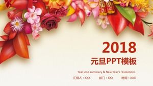 Modelo de ppt de dia de ano novo dinâmico simples e prático de flores frescas