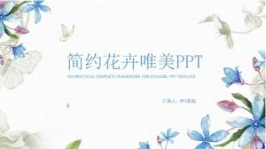 เทมเพลต ppt ดอกไม้วาดด้วยมือสีน้ำเงินเรียบง่าย