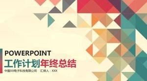 Mały świeży i prosty geometryczny plan pracy na koniec roku szablon podsumowujący ppt