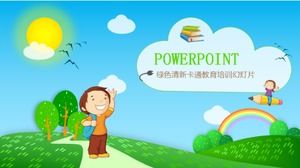 Green and fresh cartoon children education training PPT template
