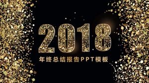 Templat ppt laporan ringkasan pekerjaan emas hitam atmosfer yang canggih