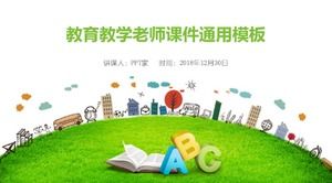 Modello ppt disegnato a mano del fumetto dei bambini verdi