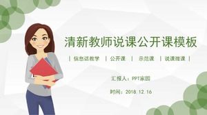 Guru karakter kartun kreatif membuka templat ppt kelas