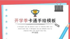 Desenho animado desenhado à mão professor falando modelo de aula ppt