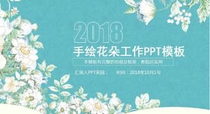 Small fresh hand painted flowers year-end summary ppt template